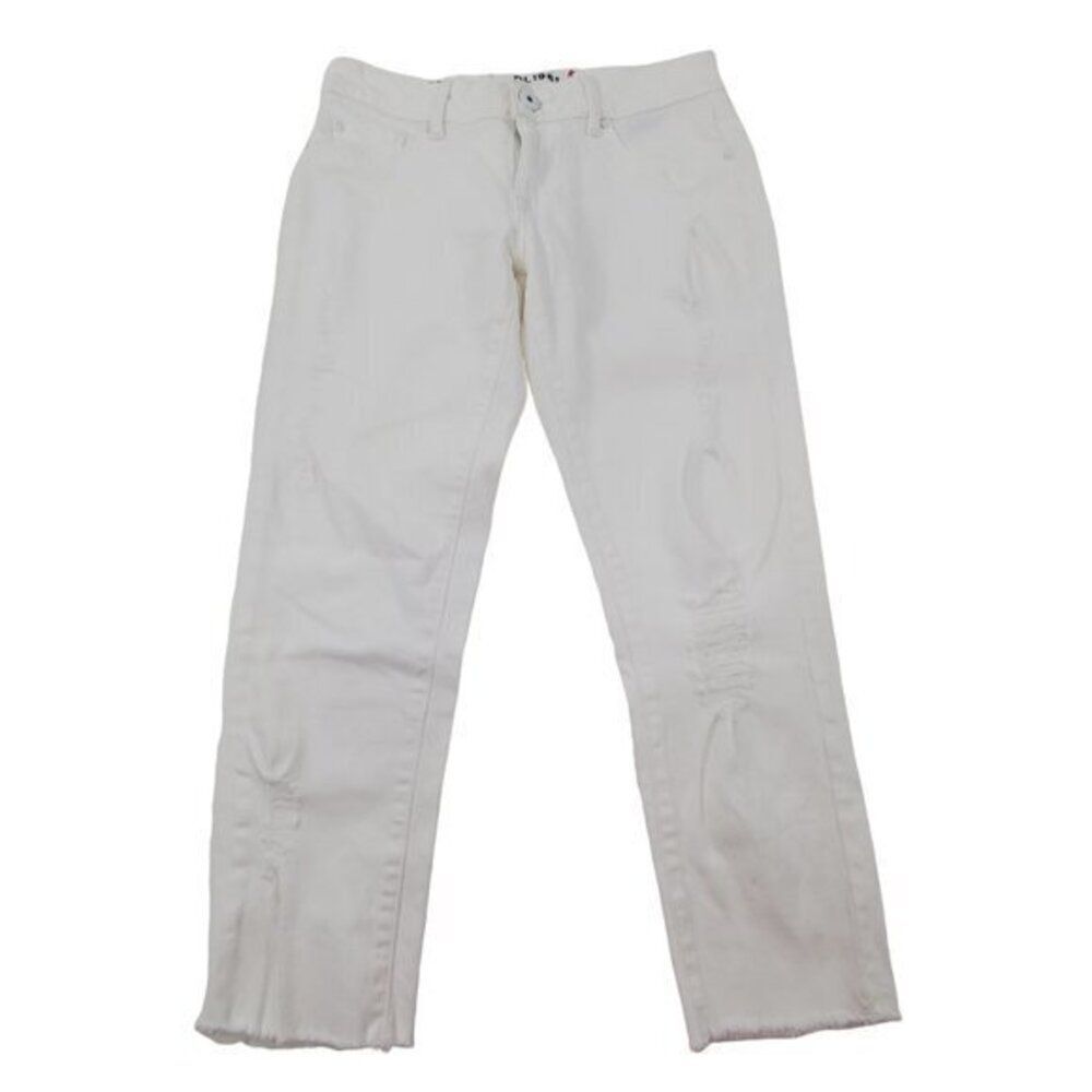DL1961 Jeans 25‎ Riley Cropped Distressed White Ski